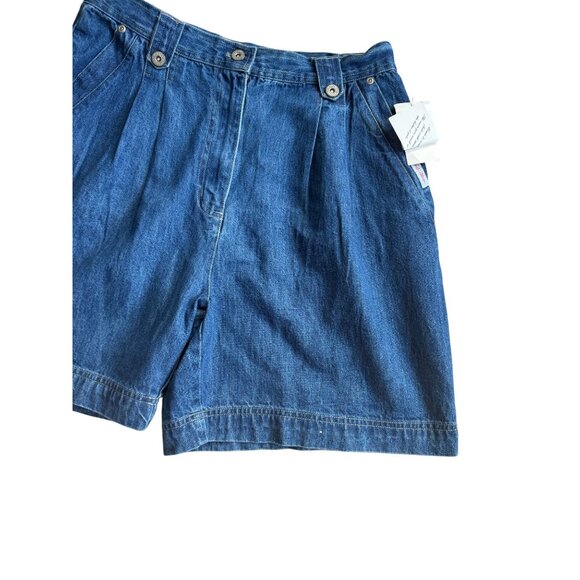 BILL BLASS Vintage 100% Cotton Pleated High Waist Mom Denim Shorts Size 14 NEW N - Picture 7 of 10